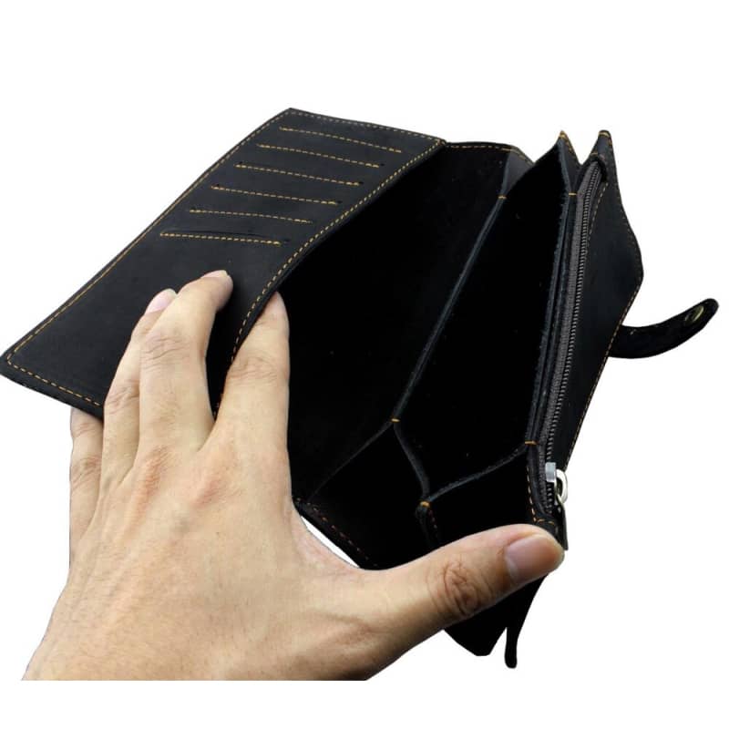 Biker Wallet Hildee Durable Leather Motorcyclist Wallet RFID Blocking