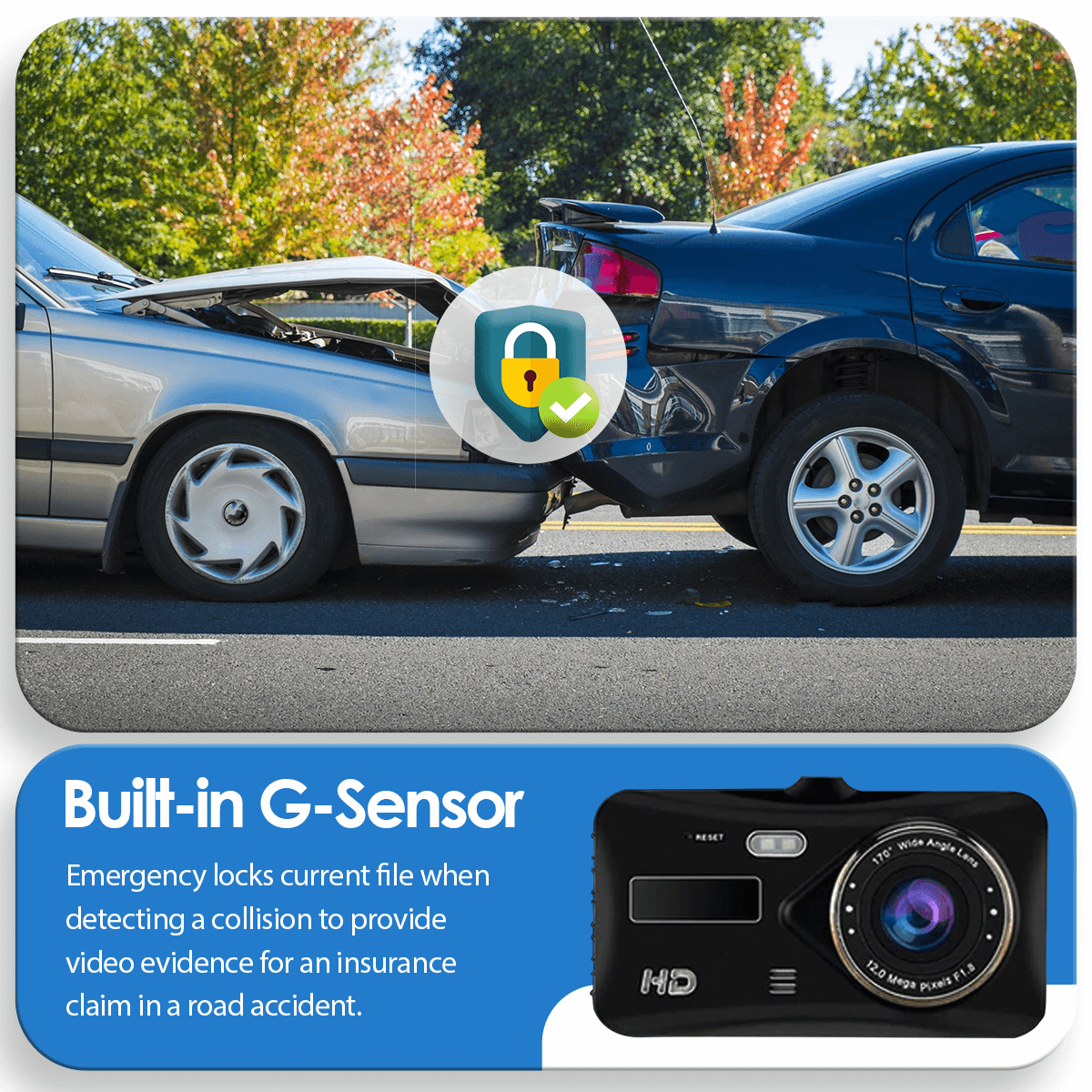 Pro Dash Cam Front and Rear with Free 64GB SD Card