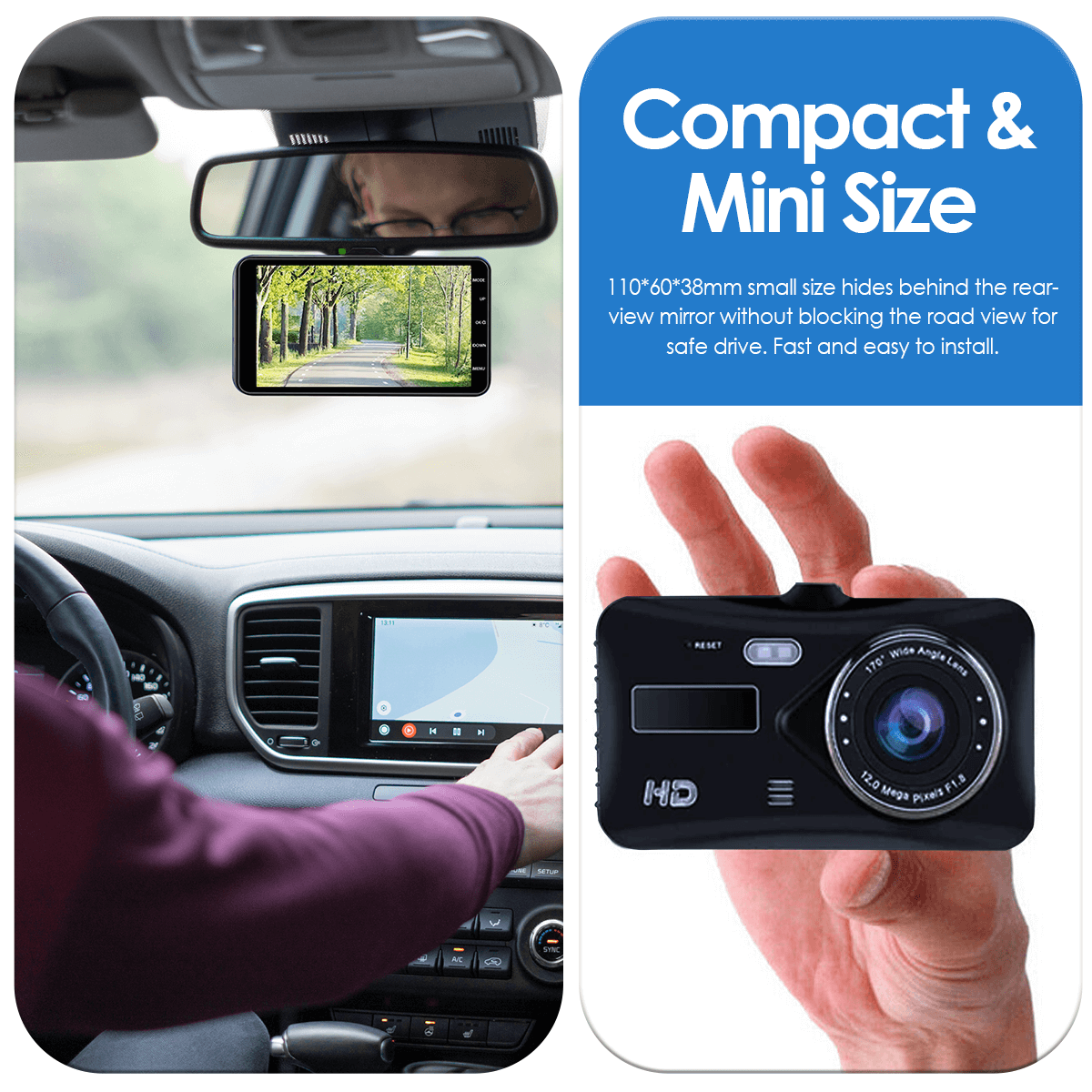 Pro Dash Cam Front and Rear with Free 64GB SD Card