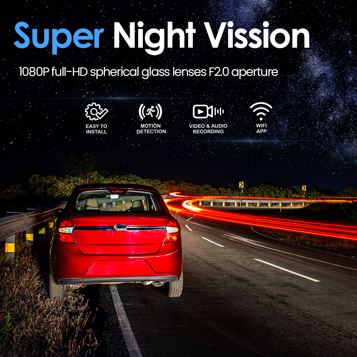 Omni 360 Degree Dash Cam with Full HD Recording and Night Vision