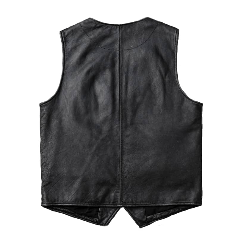 Vintage Biker Leather Vest Mens Classic Motorcycle Jacket