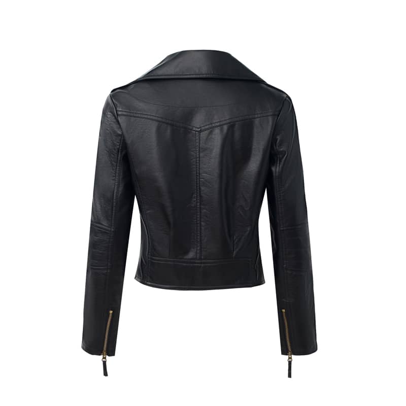 Womens Biker Jacket Regina Leather Moto Coat