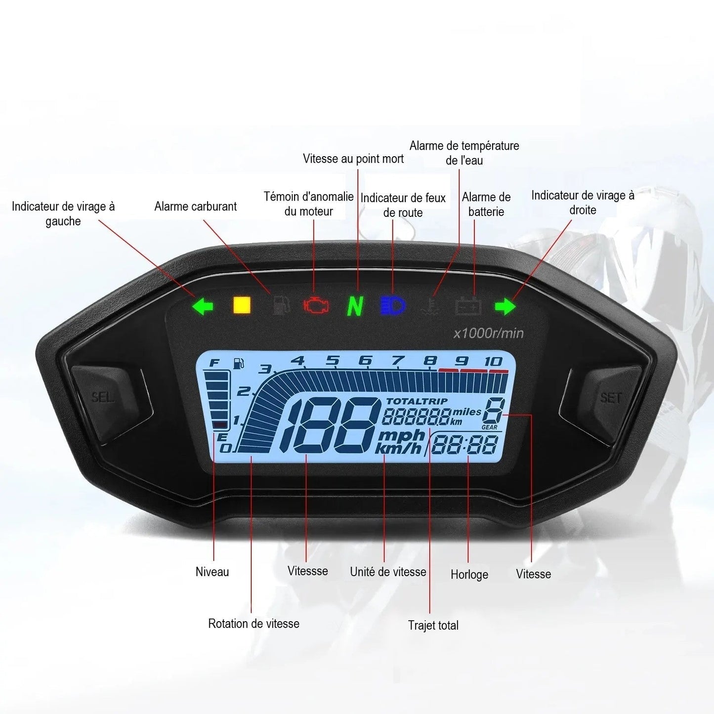 Universal Motorcycle Odometer Speedometer Compatible Replacement Gauge