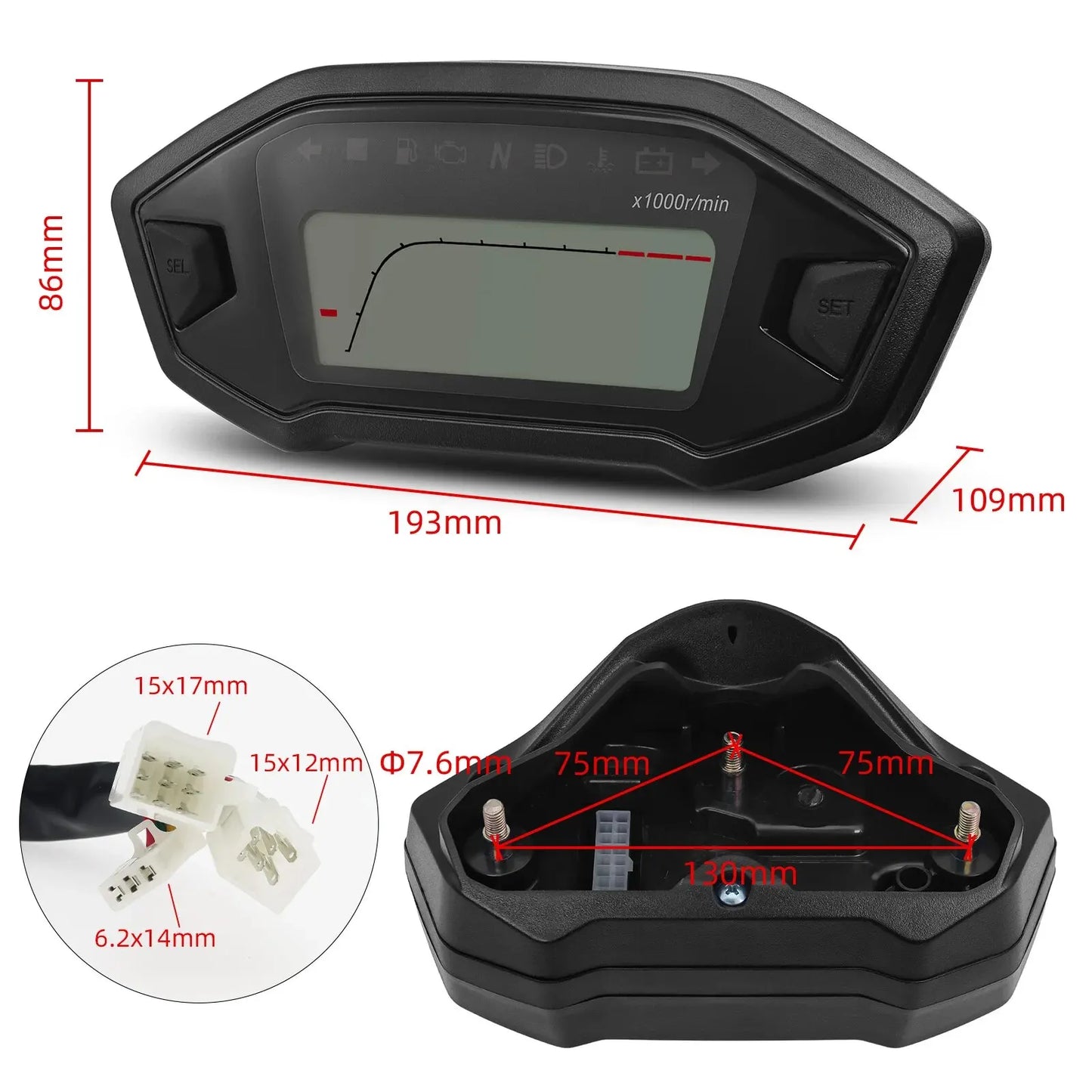Universal Motorcycle Odometer Speedometer Compatible Replacement Gauge