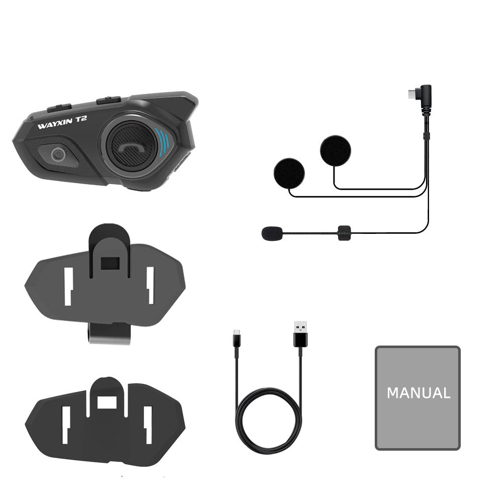 Wayxin T2 Motorcycle Bluetooth Intercom Headset