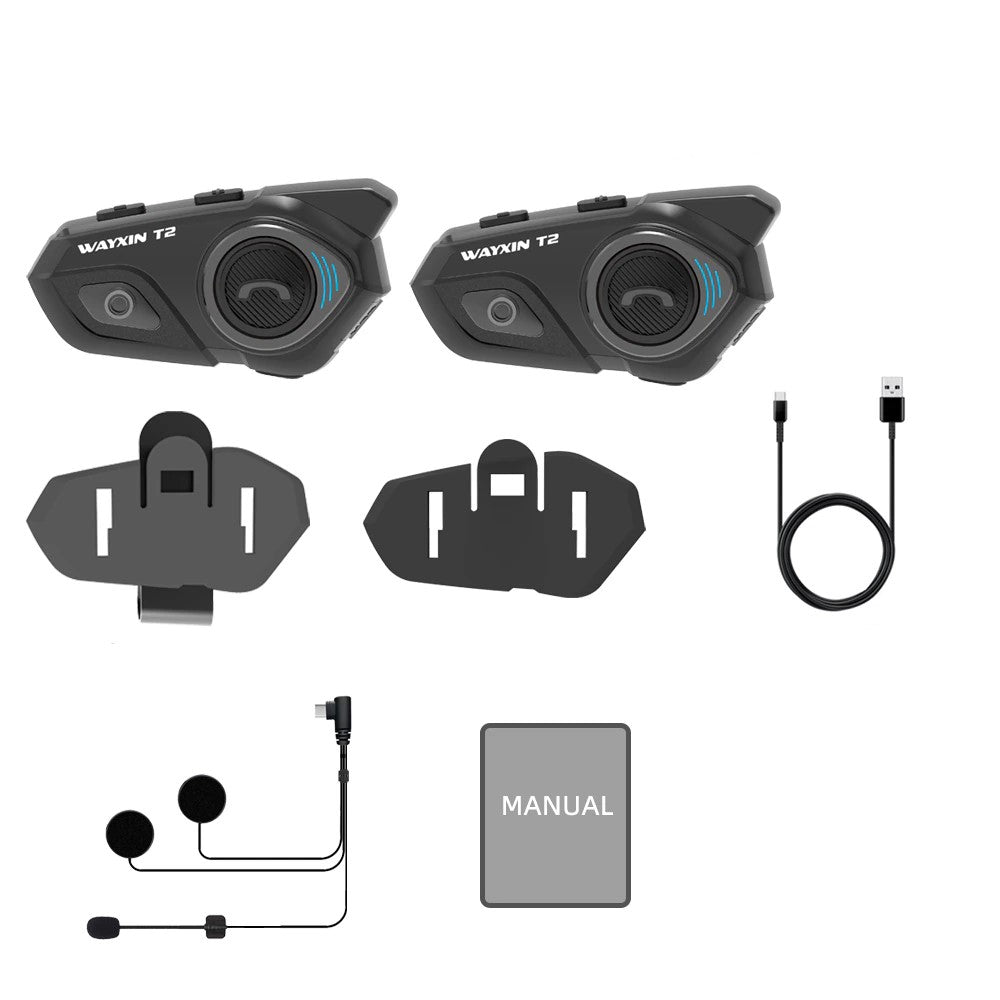 Wayxin T2 Motorcycle Bluetooth Intercom Headset