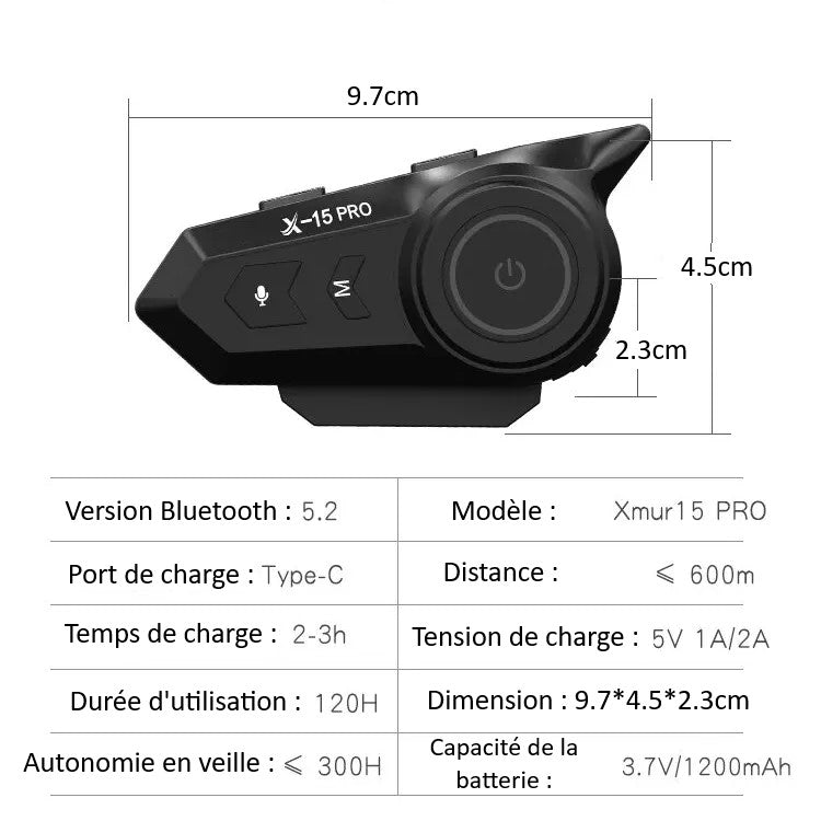 X-15 Pro Motorcycle Bluetooth Intercom Helmet Headset