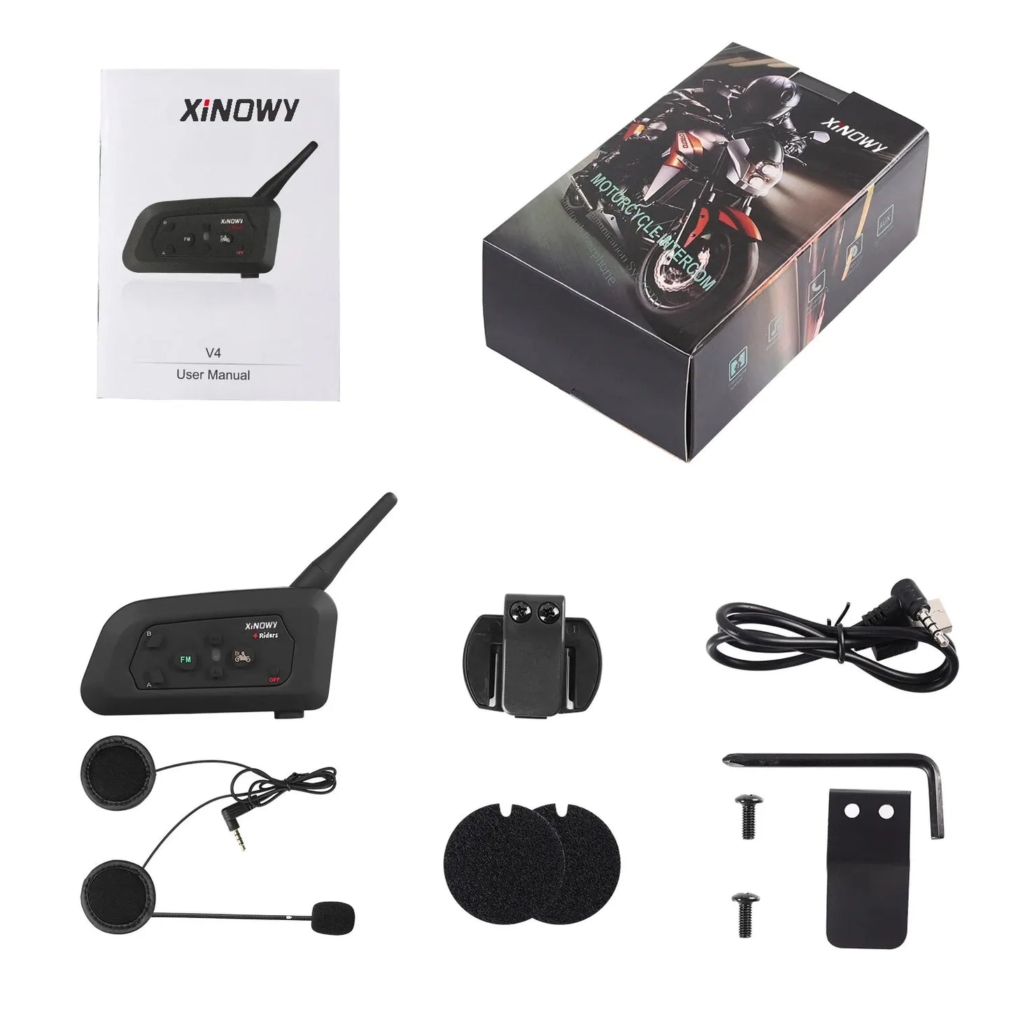 Moto Intercom V4 Pro Bluetooth Communication System for Motorcycles