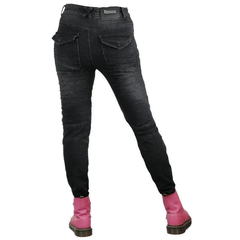 Womens Reinforced Motorcycle Jeans Durable Biker Denim Pants