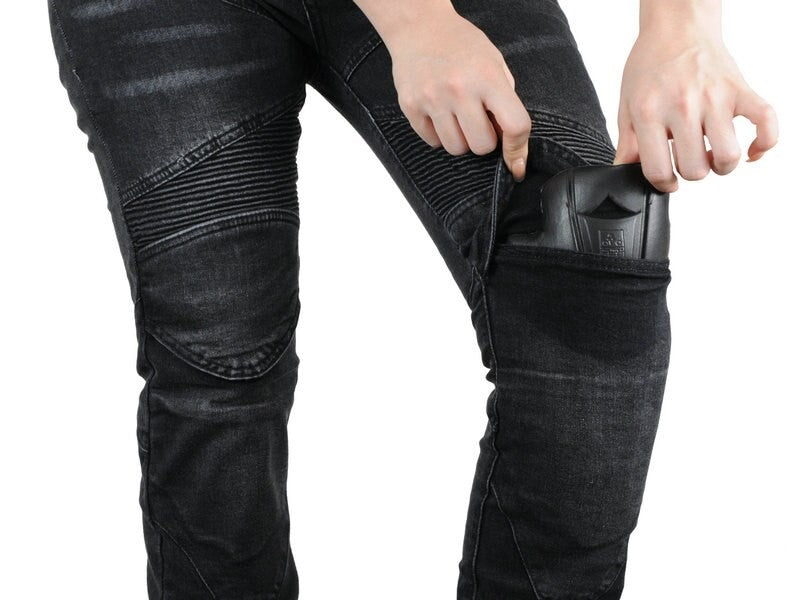 Womens Reinforced Motorcycle Jeans Durable Biker Denim Pants