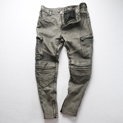 Mens Leather Motorcycle Riding Pants Biker Trousers Durable Moto Gear