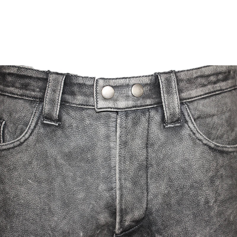 Mens Leather Motorcycle Riding Pants Biker Trousers