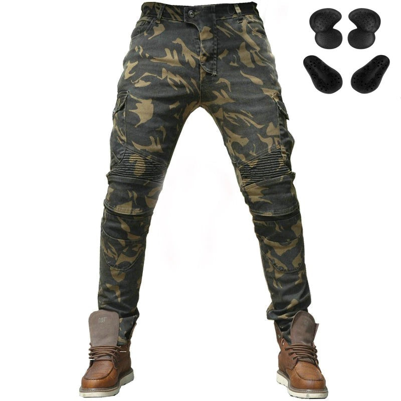 Camouflage Motorcycle Riding Jeans Pants Durable Biker Denim Gear