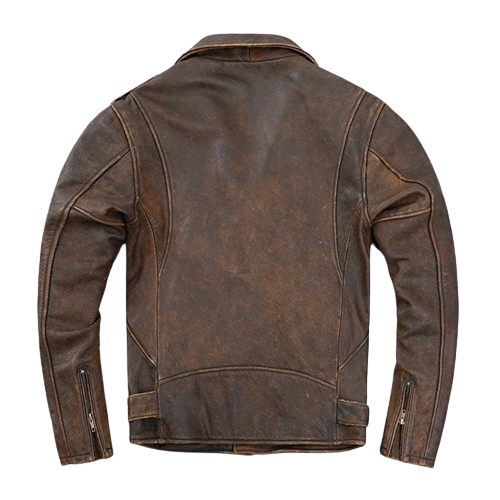 Brown Genuine Cowhide Leather Blazer Jacket