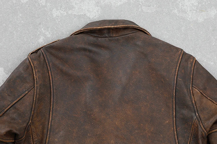 Brown Genuine Cowhide Leather Blazer Jacket