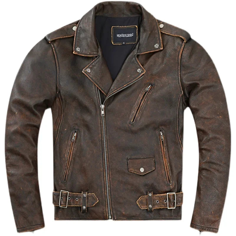 Brown Genuine Cowhide Leather Blazer Jacket