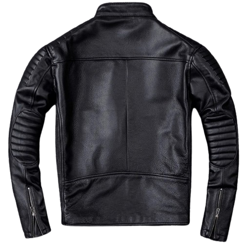 Mens Black Leather Biker Jacket Perfecto Style Motorcycle Coat