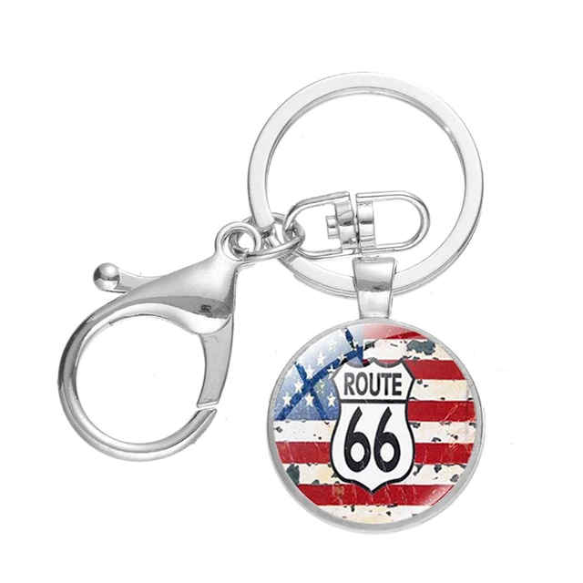 Route 66 Motorcycle Keychain Classic Biker Gift