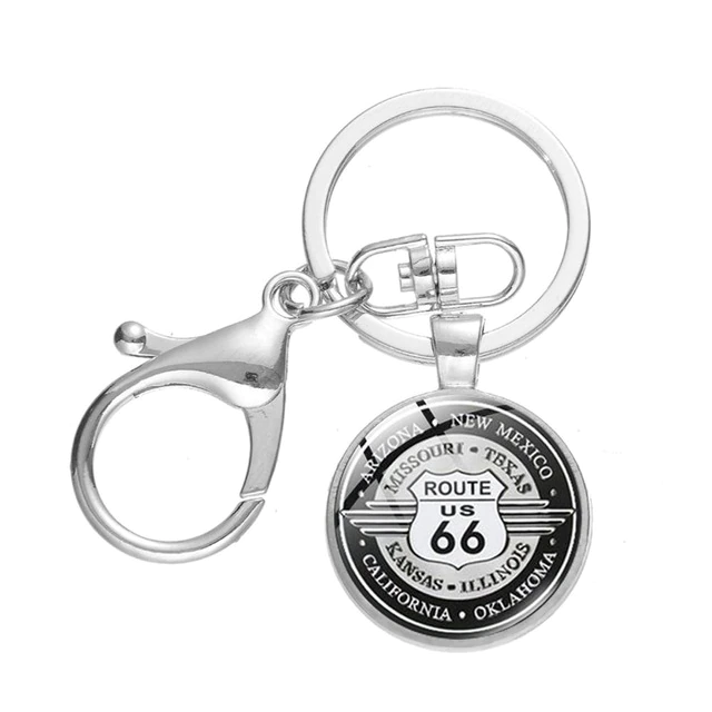Route 66 Motorcycle Keychain Classic Biker Gift