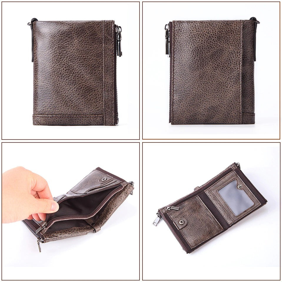 Vintage Brown Leather Biker Wallet Durable Mens Racing Wallet