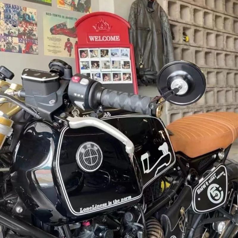 Round Bar End Motorcycle Mirrors Pair Universal Vintage Style