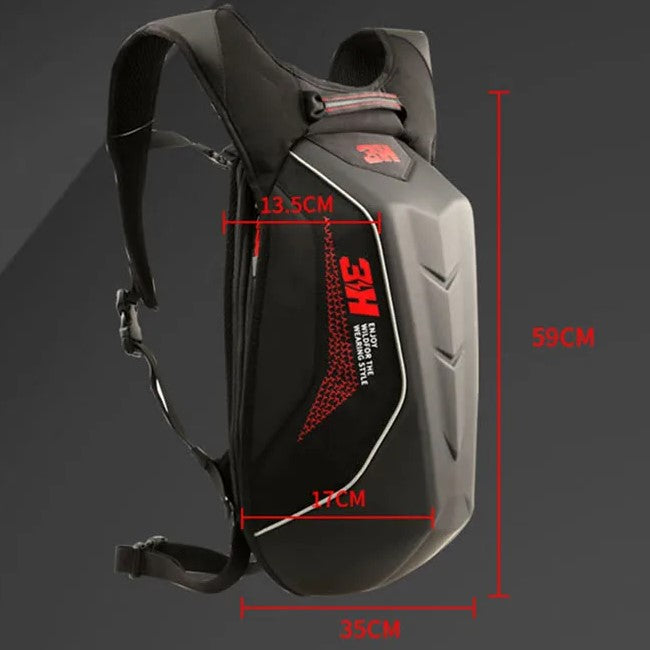 Black and Red Hard Shell Motorcycle Backpack