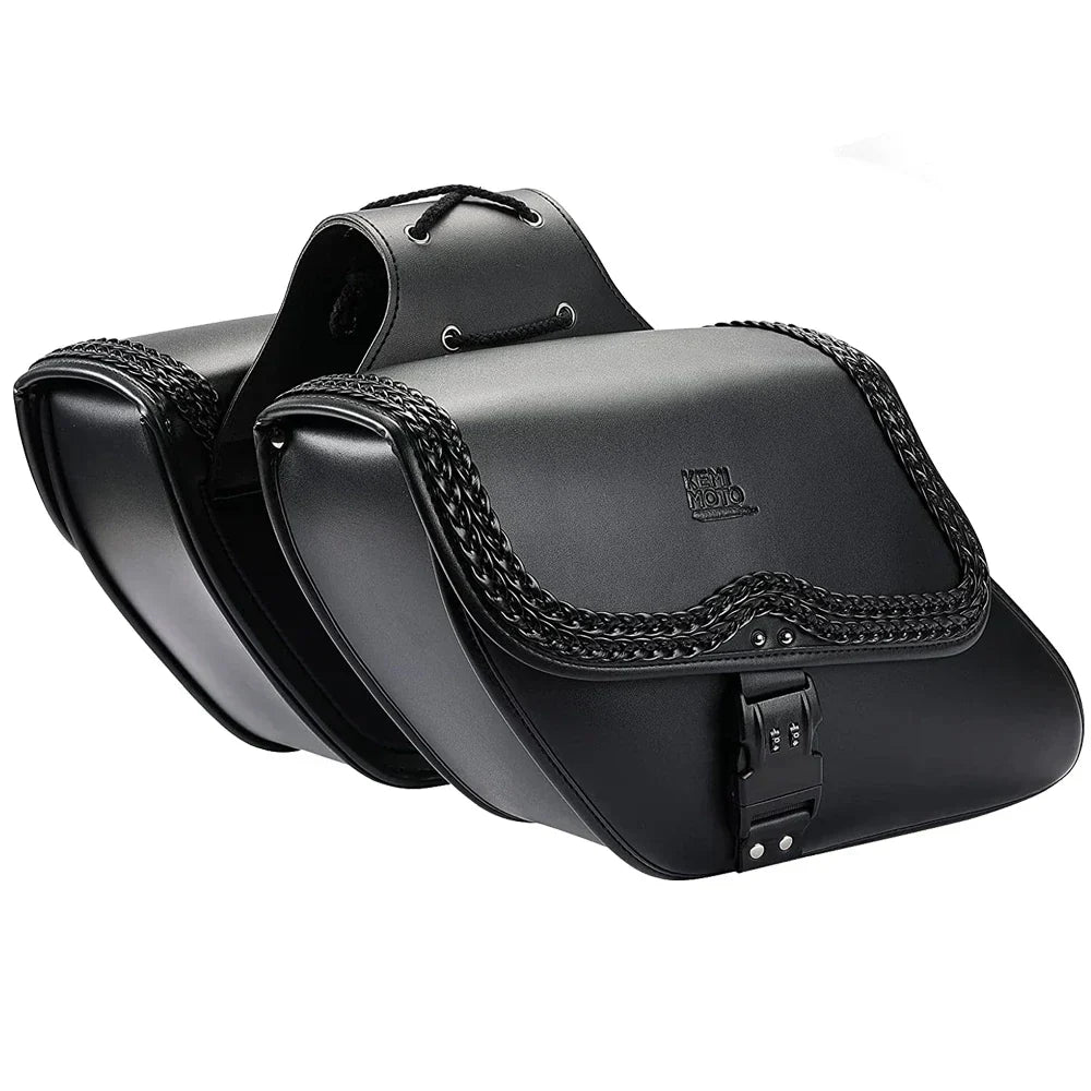 Leather Motorcycle Side Saddle Bag Rider Shoulder Bag