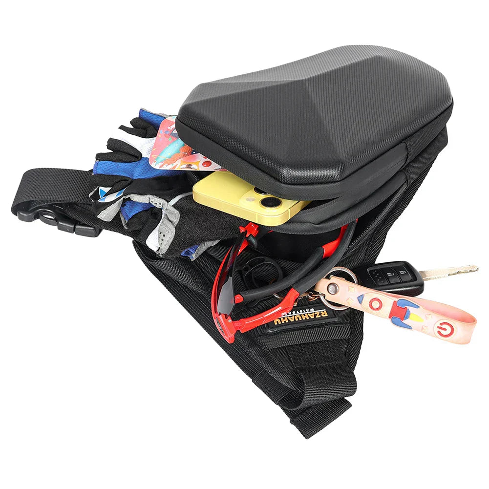 Carbon Fiber Motorcycle Leg Bag Tactical Rider Thigh Pack