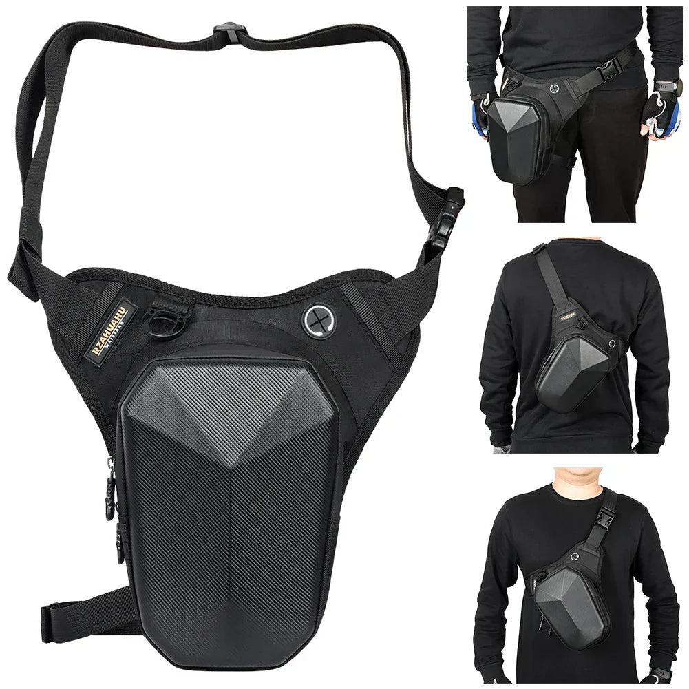 Carbon Fiber Motorcycle Leg Bag Tactical Rider Thigh Pack