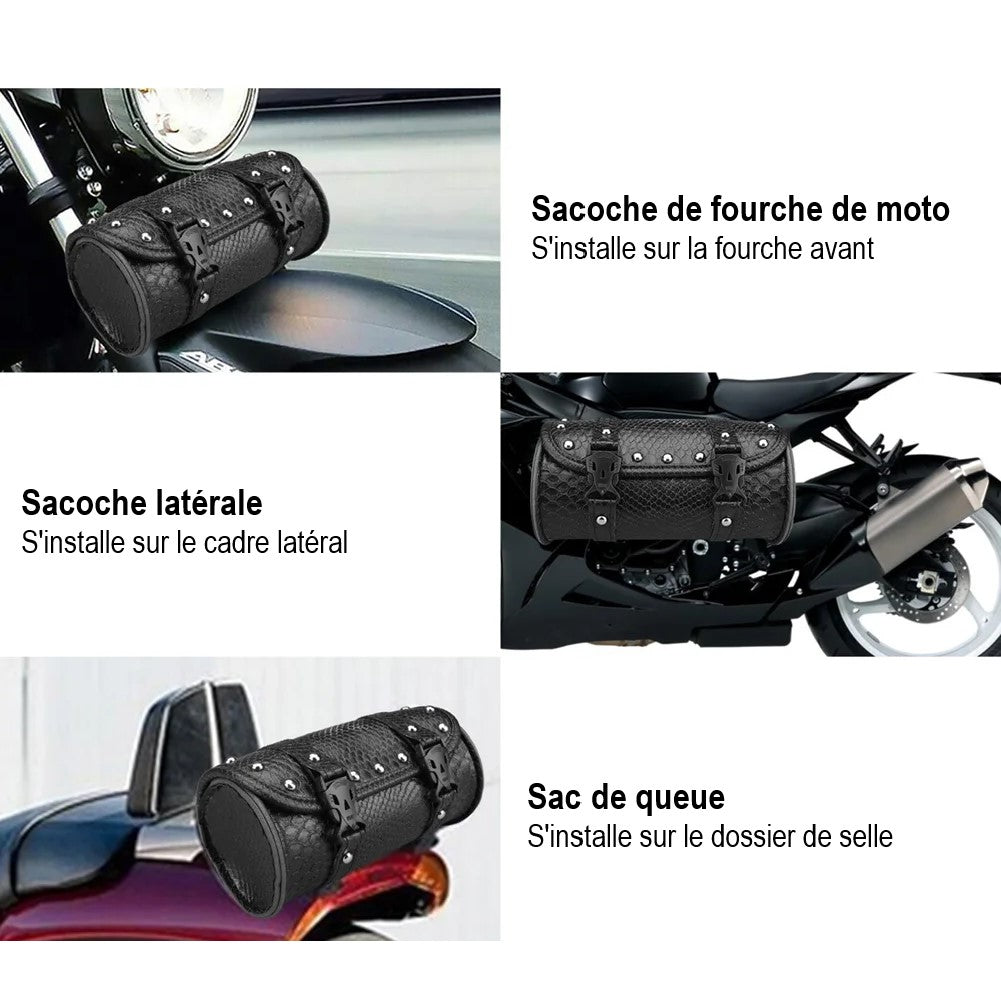 Motorcycle Fork Bags Viper Genuine Leather Fork Saddlebags for Motorbikes