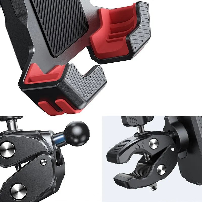 Motorcycle Phone Mount Quick Release Clamp Holder Adjustable Grip Cell Phone Bracket