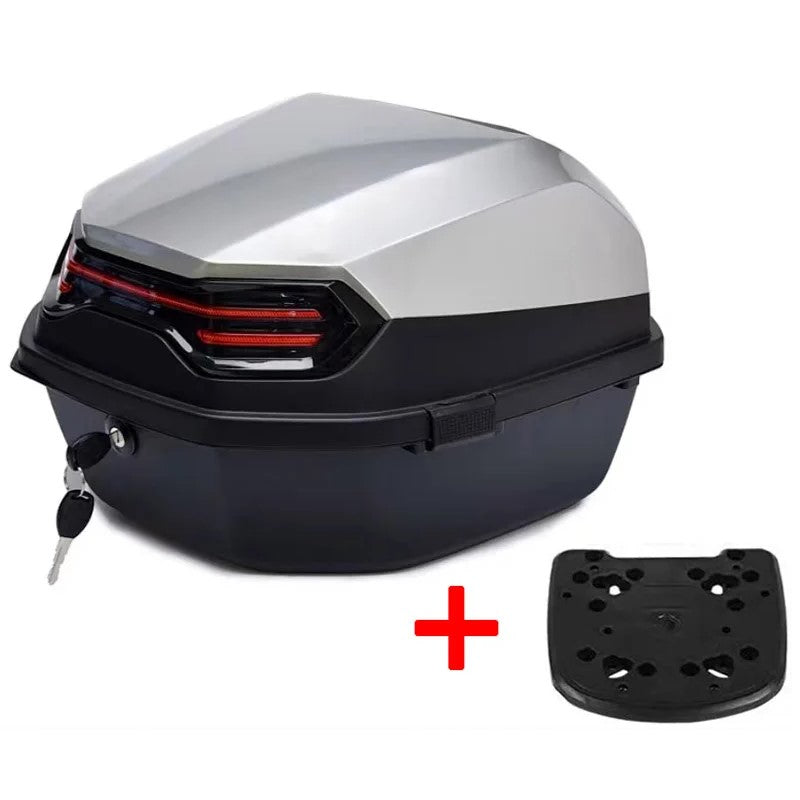 Silver 30L Motorcycle Top Case Storage Box