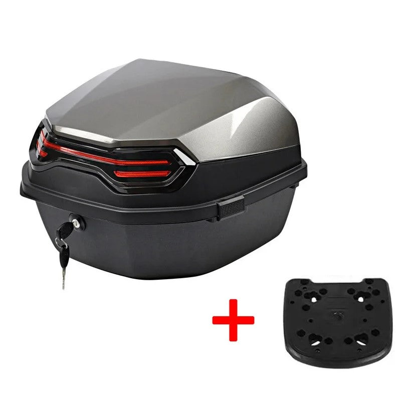 30L Gray Motorcycle Top Case Trunk Storage Box