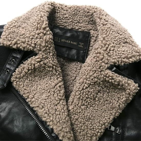 Womens Biker Jacket with Sherpa Collar