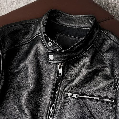 Slim Biker Leather Blazer Jacket for Men