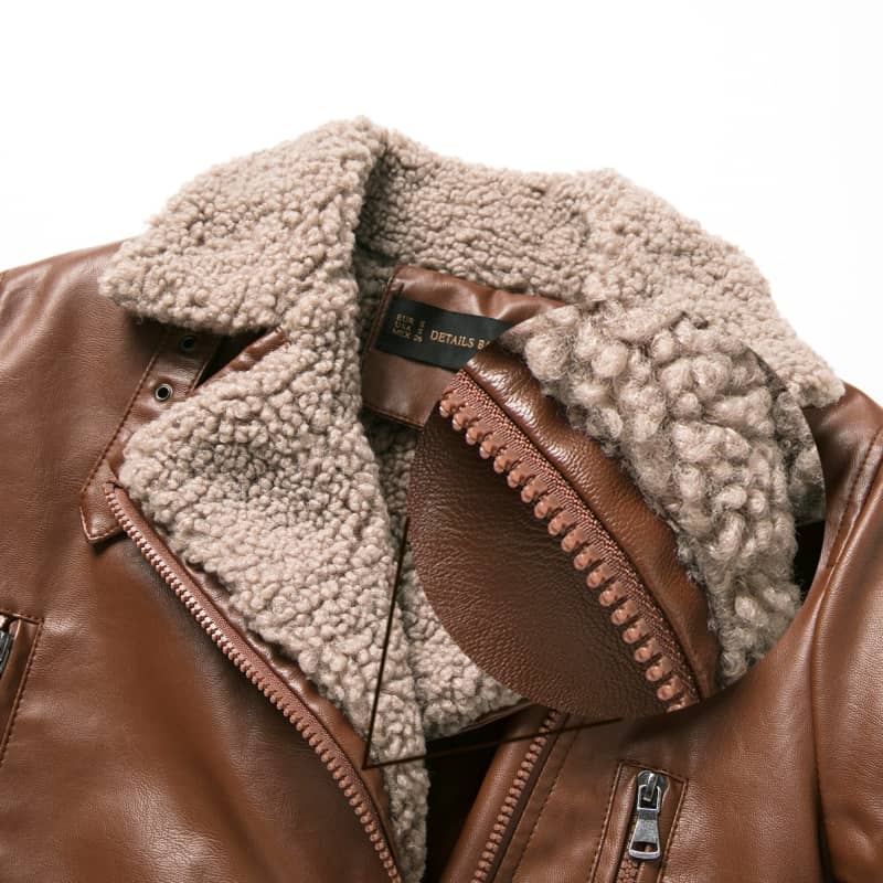 Womens Biker Jacket with Sherpa Collar