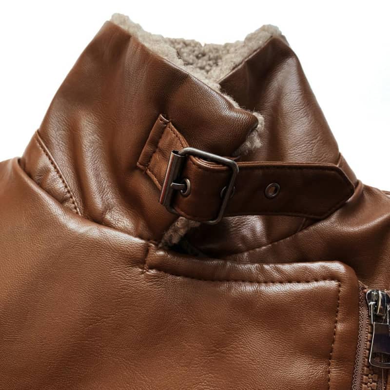 Womens Biker Jacket with Sherpa Collar