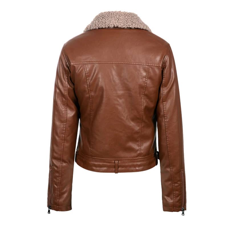 Womens Biker Jacket with Sherpa Collar