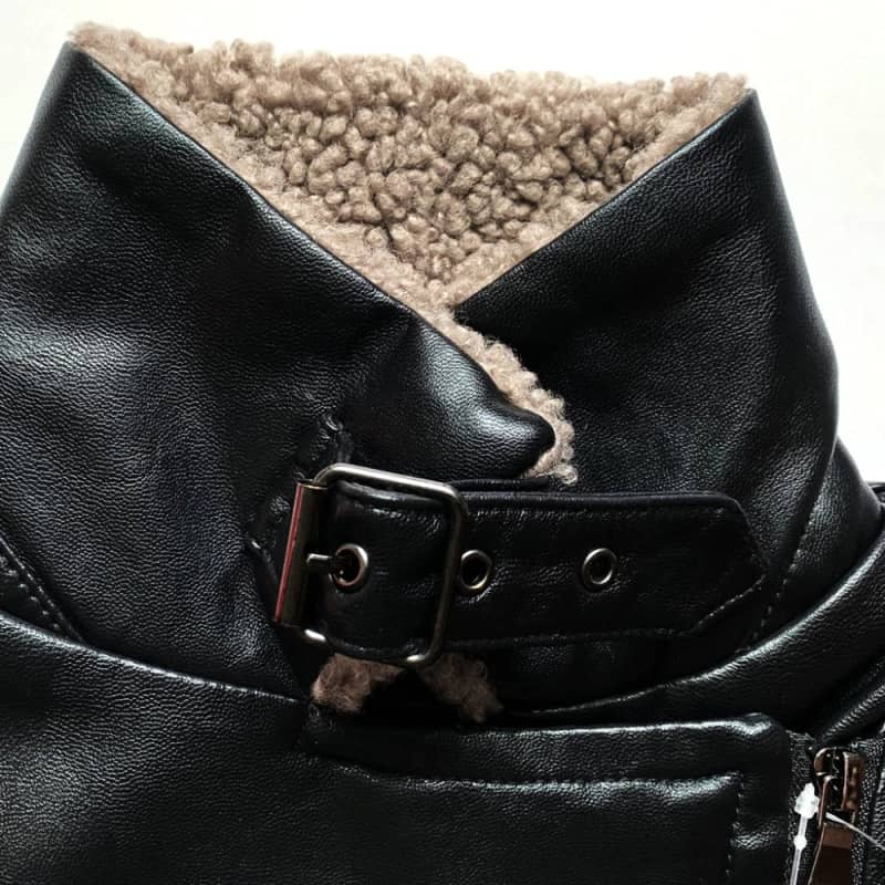 Womens Biker Jacket with Sherpa Collar