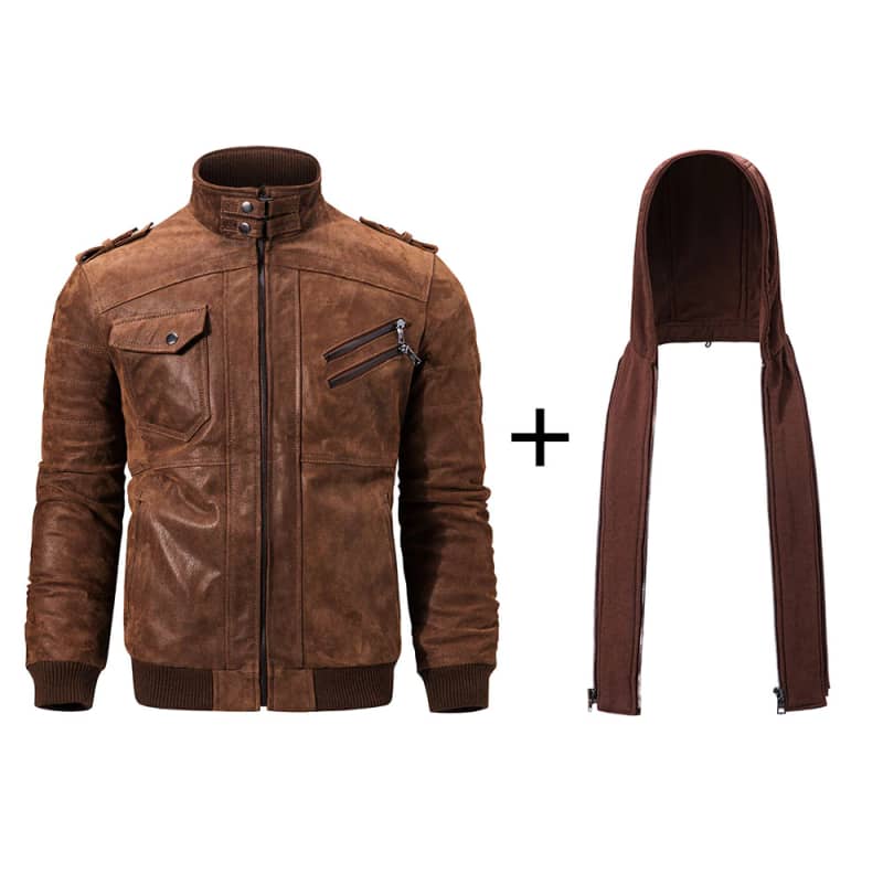 Mens Hooded Biker Jacket Lightweight Motorcycle Hoodie Outerwear