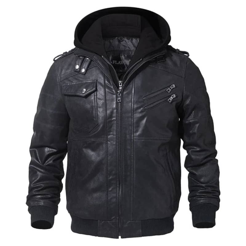 Mens Hooded Biker Jacket Lightweight Motorcycle Hoodie Outerwear