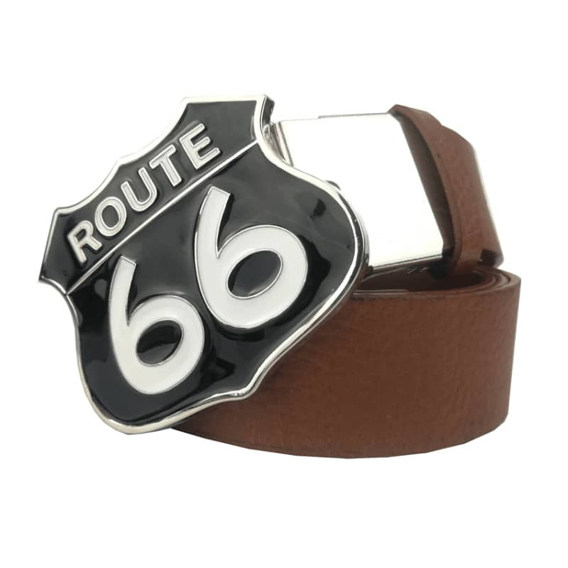 Route 66 Biker Leather Belt for Men and Women