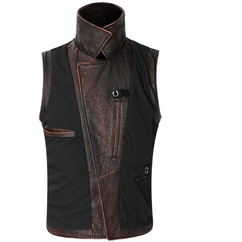 Mens Leather Biker Vest Ride Free Motorcycle Jacket Sleeveless