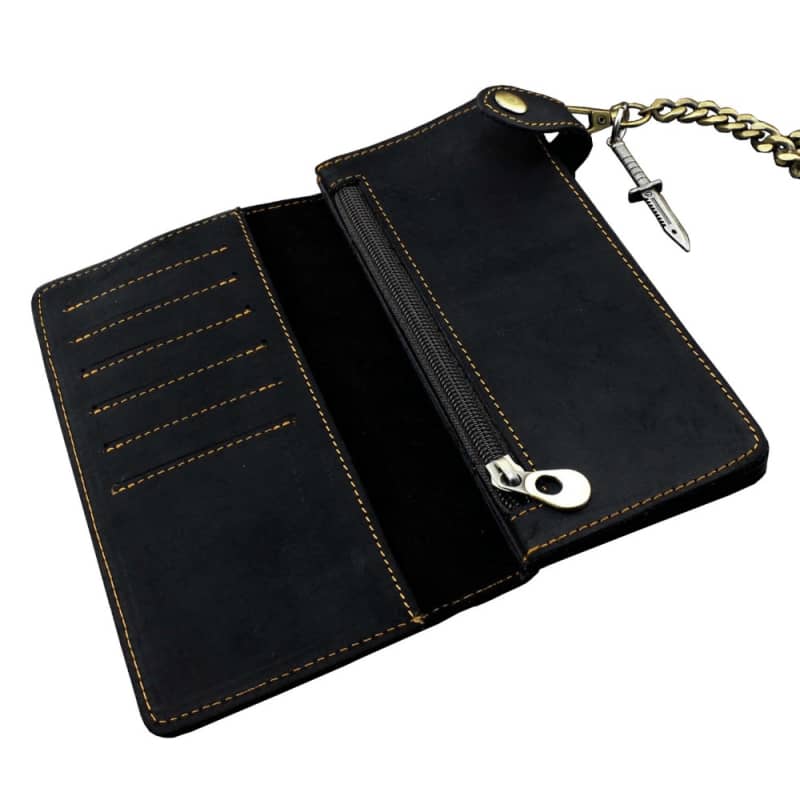 Biker Wallet Hildee Durable Leather Motorcyclist Wallet RFID Blocking