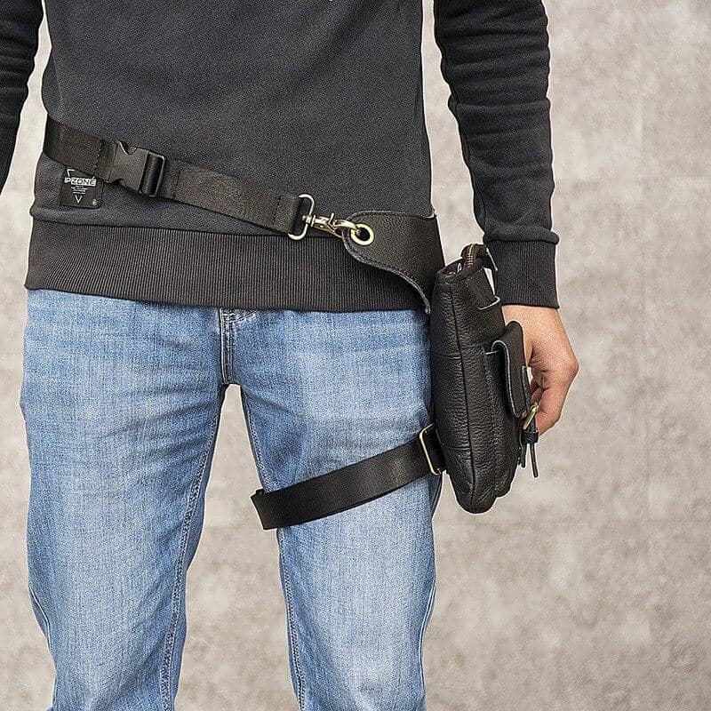 Leather Motorcycle Leg Bag Motorcycle Thigh Pack Riding Waist Pouch