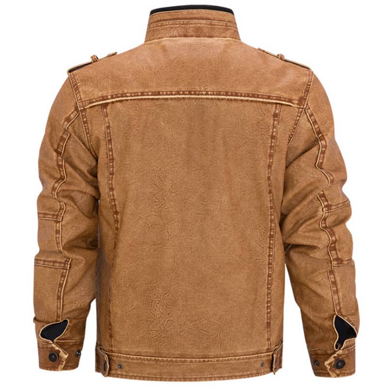 Mens Brown Biker Leather Jacket Motorcycle Jacket Slim Fit