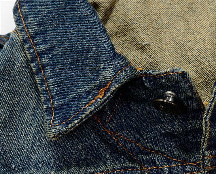 Ripped Denim Biker Vest for Men
