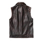 Brown Leather Biker Vest Mens Motorcycle Jacket Sleeveless