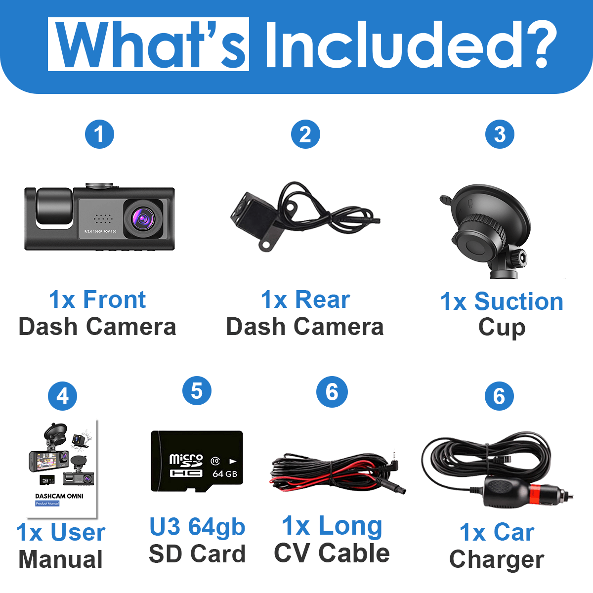 Omni 360 Degree Dash Cam with Full HD Recording and Night Vision
