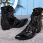 Leather Cowboy Boots Motorcycle Riding Boots Western Style Boots for Men